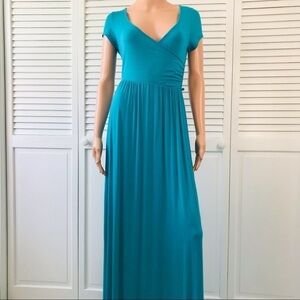 BODY CENTRAL Coral Short Sleeve V-Neck Maxi Dress Size Large